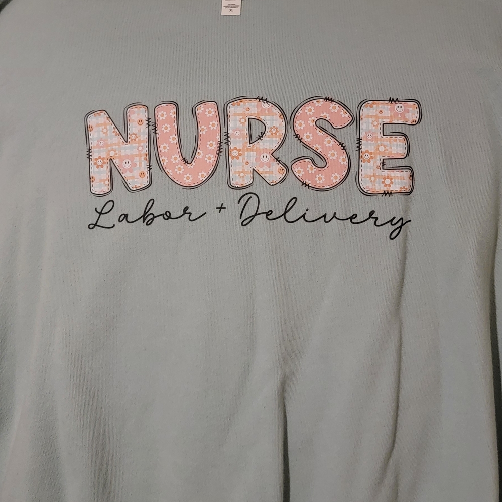 Bella Canvas Light Green/sage Nurse Sweatshirt